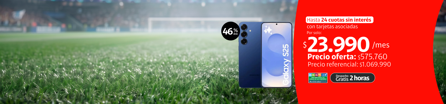 Samsung S25 256GB 5G Llévalo en hasta 24 cuotas de $23.990