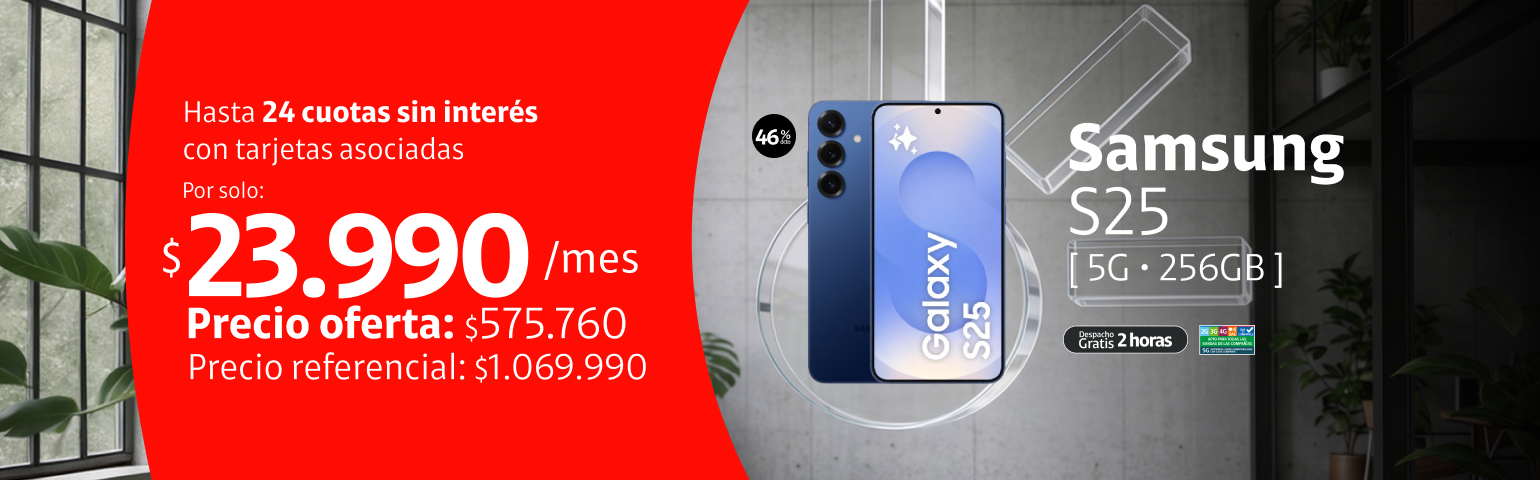 Samsung S25 256GB 5G en 24 cuotas de 23.990