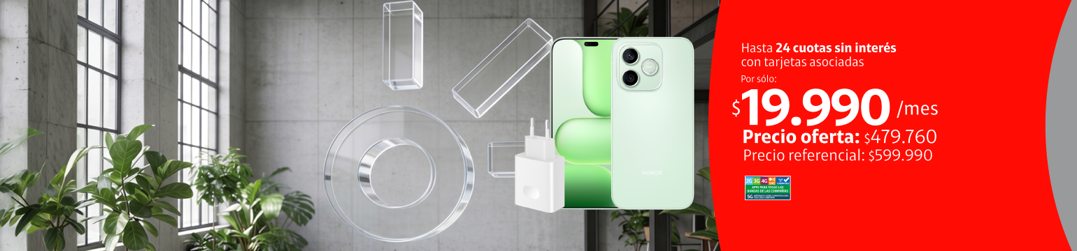 Honor 600e 5G 512GB +45 W Honor 600e 5G 512GB +45 W en 24 cuotas de $19.990
