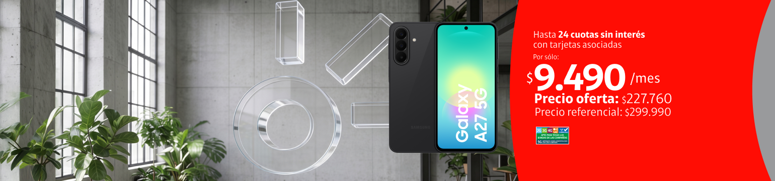 Samsung A27 5G 128GB Llévalo en hasta 24 cuotas de $9.490