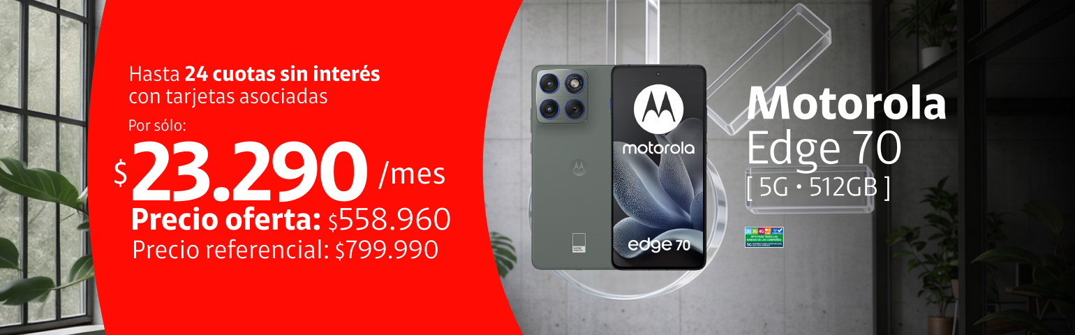 Motorola Edge 70 5G 512GB en 24 cuotas de $23.290