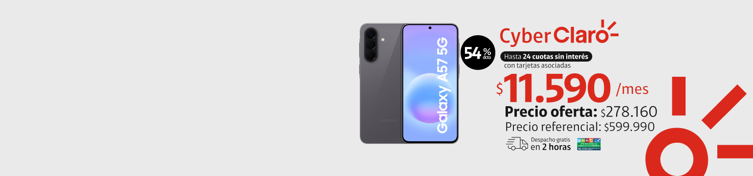 Samsung A57 128GB Samsung A57 128GB en 24 cuotas de 11.590