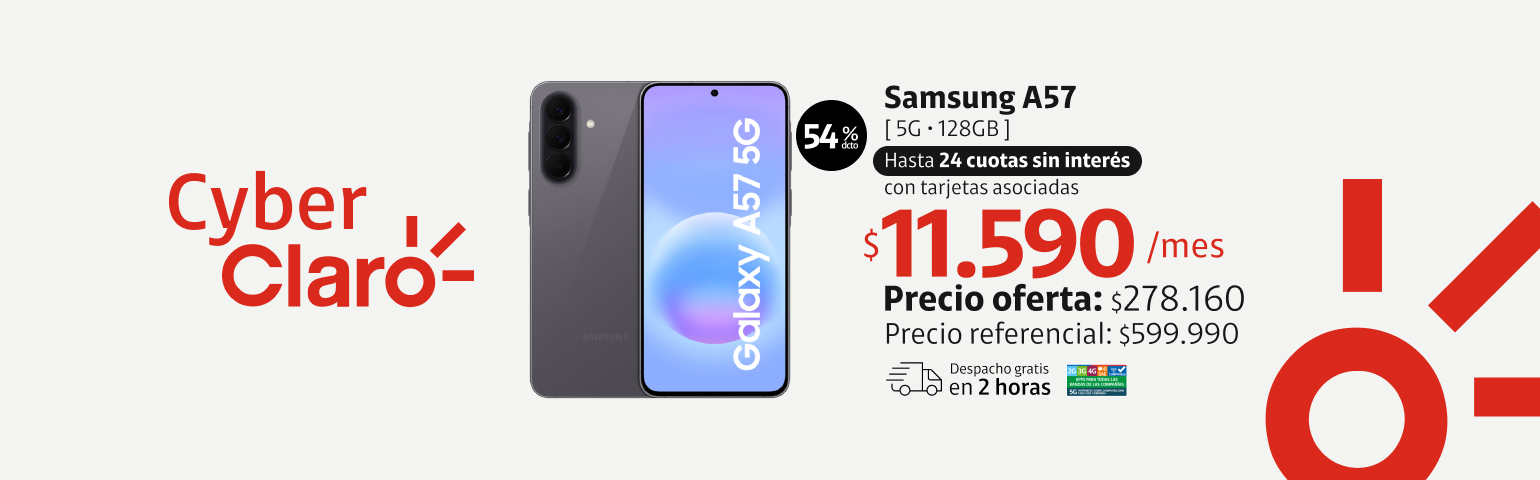 Samsung A57 5G 128GB Samsung A57 5G 128GB en 24 cuotas de 11.590