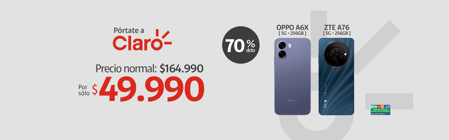 pórtate a claro con un equipo a solo 49.990